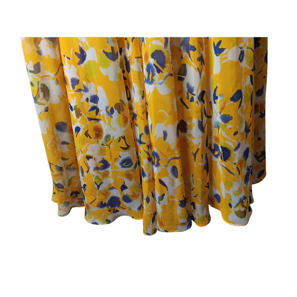 New with tags Mac Duggal 70206 Yellow Floral Maxi Dress Plunge V Size 0 - Picture 6 of 15